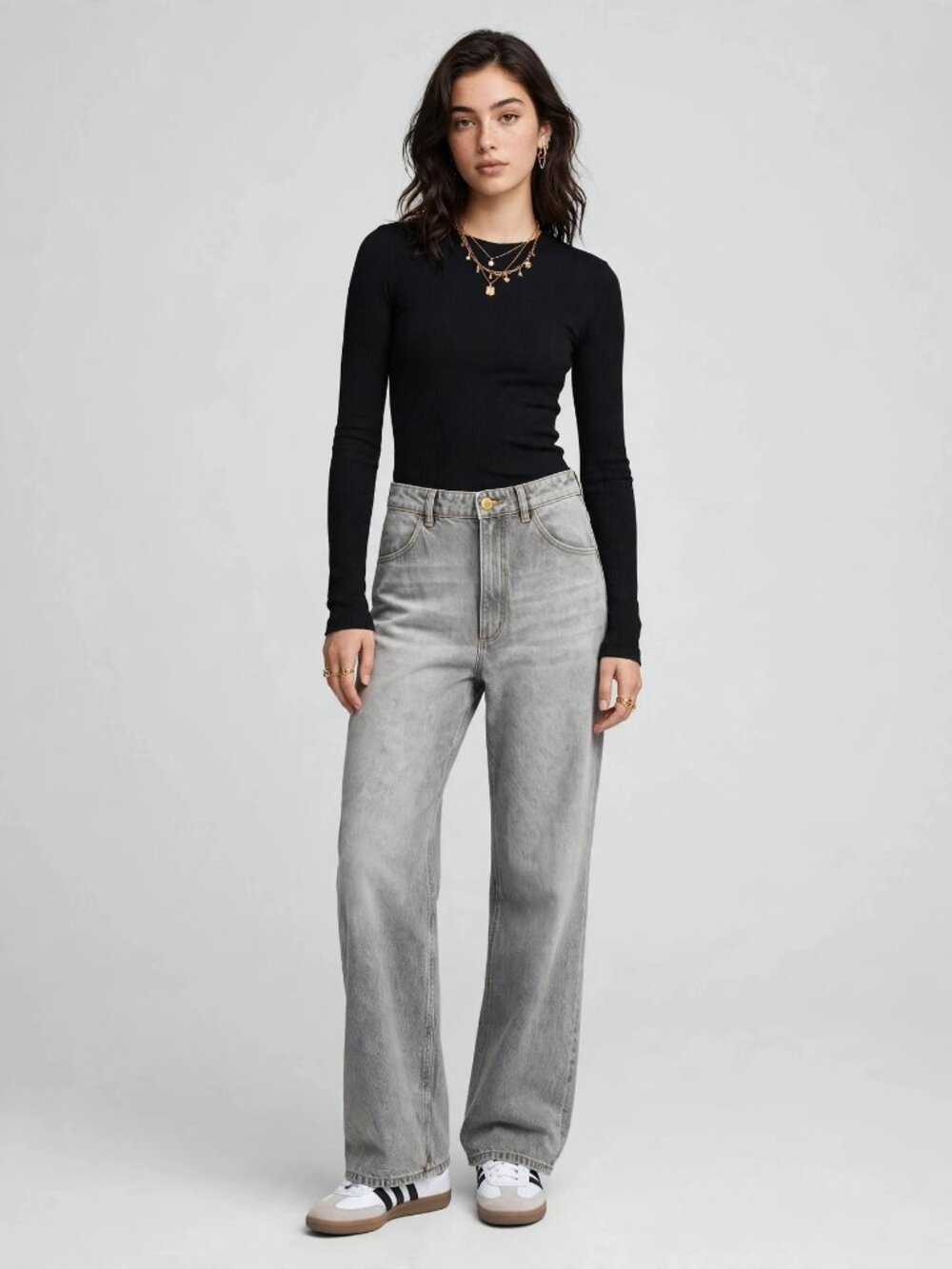Rolla's Grey Wash High Rise Straight Leg Jeans 26